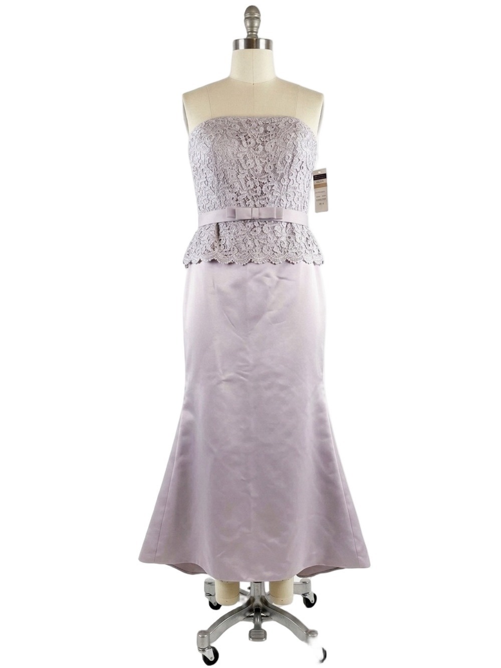 Strapless Lace Peplum Evening Gown in Blush Sz 12
